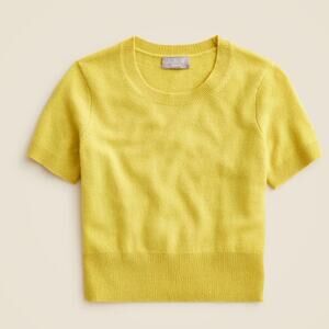 J.Crew Cashmere Shrunken T-Shirt Womens XS Bitter Yellow Short Sleeves Crew Neck
